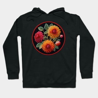 Fiery Dahlias Embroidered Patch Hoodie